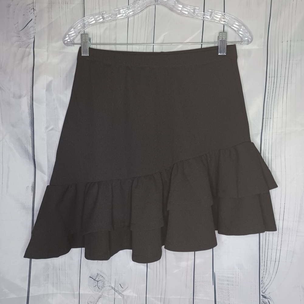 Black Ruffle pull on skirt